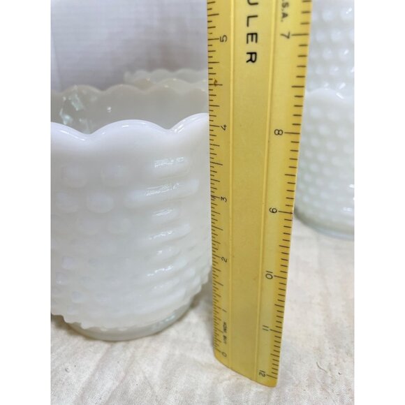 Fire-King Ovenware White Hobnail Milk Glass Custard Planters Set Of 4 Vintage Sc - Picture 7 of 8